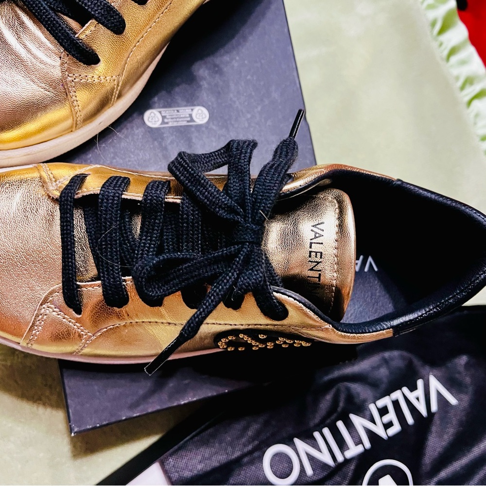 Valentino Gold and Black Sneakers with Metallic Finish - Picture 4 of 16